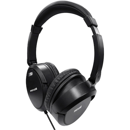 Maxell Noise Cancellation Headphones, Travel Pouch, Black/Gray MAX190400